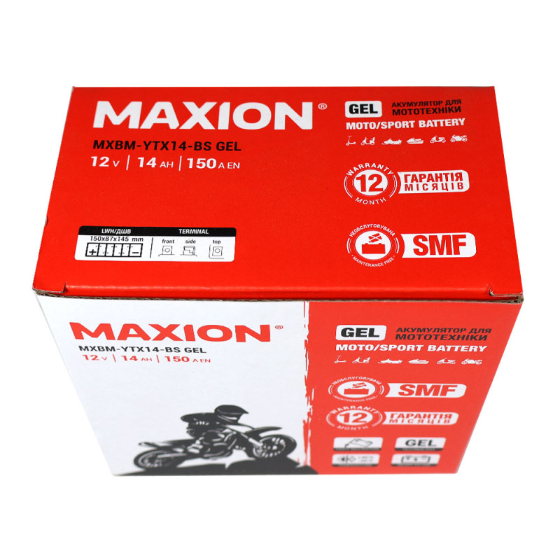 Мото акумулятор MAXION 24MXBM-YTX14-BS GEL (12V, 14Ah, 150A, +/-)