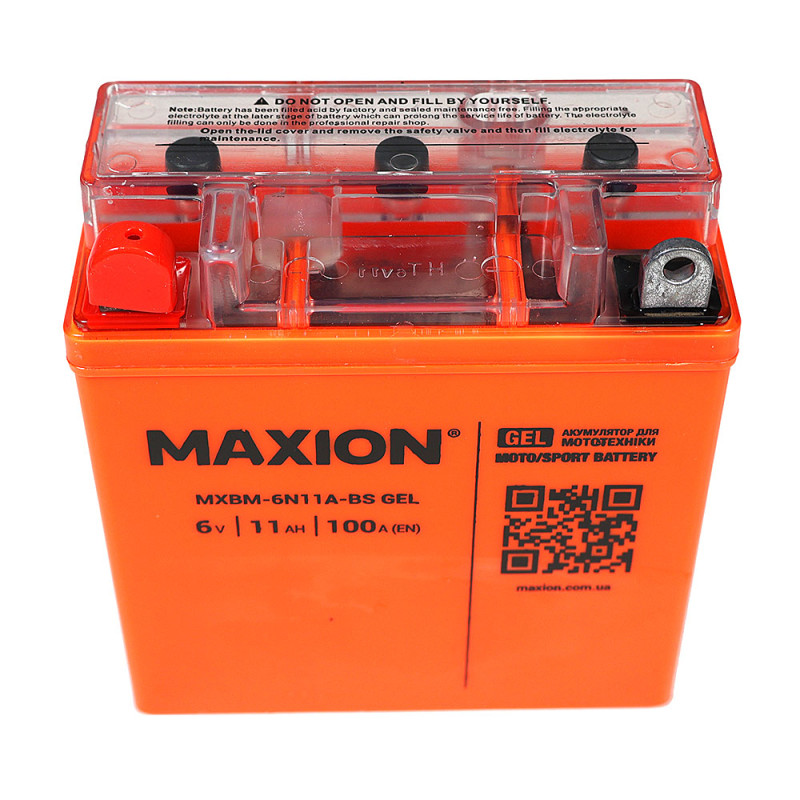 Мото акумулятор MAXION 24MXBM-6N11A-BS GEL (6V, 11Ah, 100A, +/-)