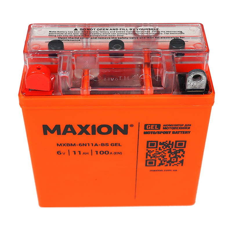 Мото акумулятор MAXION 24MXBM-6N11A-BS GEL (6V, 11Ah, 100A, +/-)
