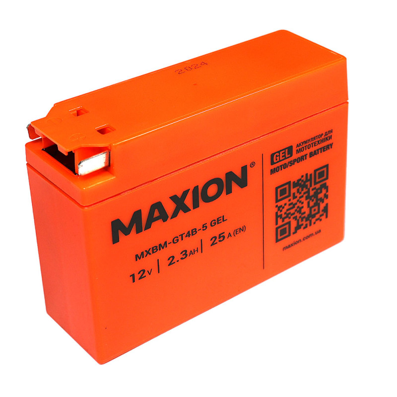 Мото акумулятор MAXION 24MXBM-GT4B-5 GEL (12V, 2,3Ah, 25A, -/+)
