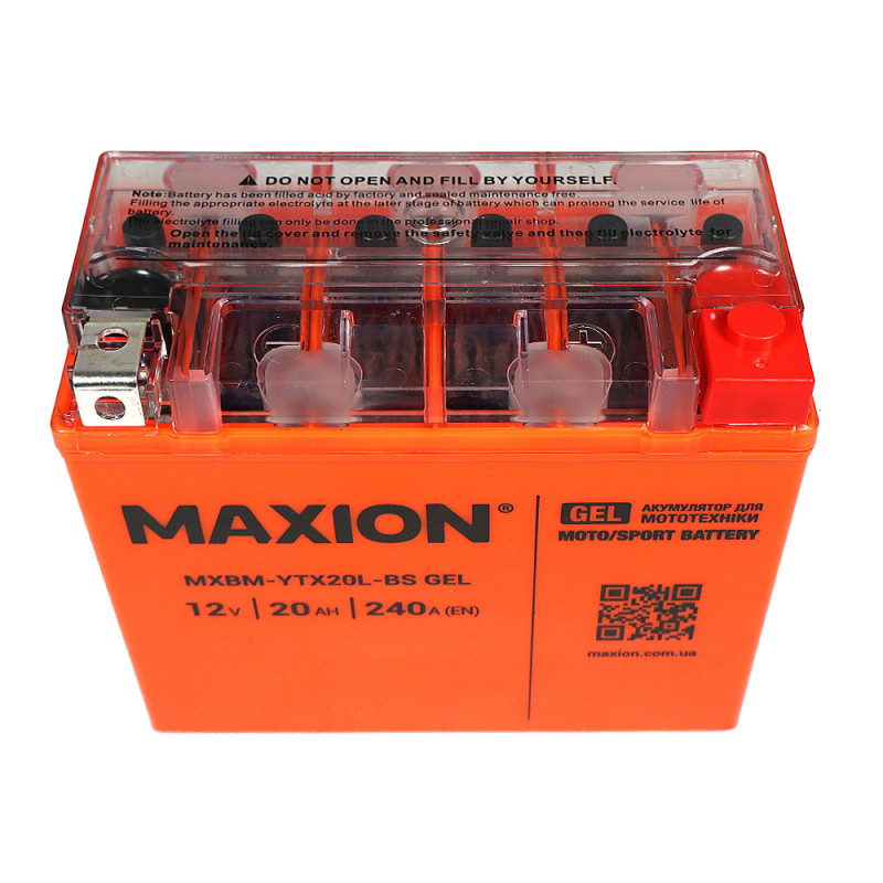 Мото акумулятор MAXION 24MXBM-YTX20L-BS GEL (12V, 20Ah, 240A, -/+)