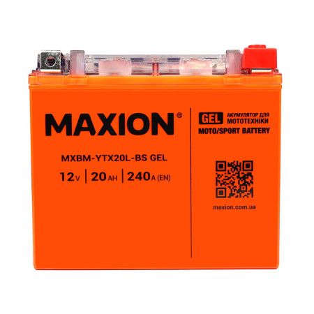 Мото акумулятор MAXION 24MXBM-YTX20L-BS GEL (12V, 20Ah, 240A, -/+)