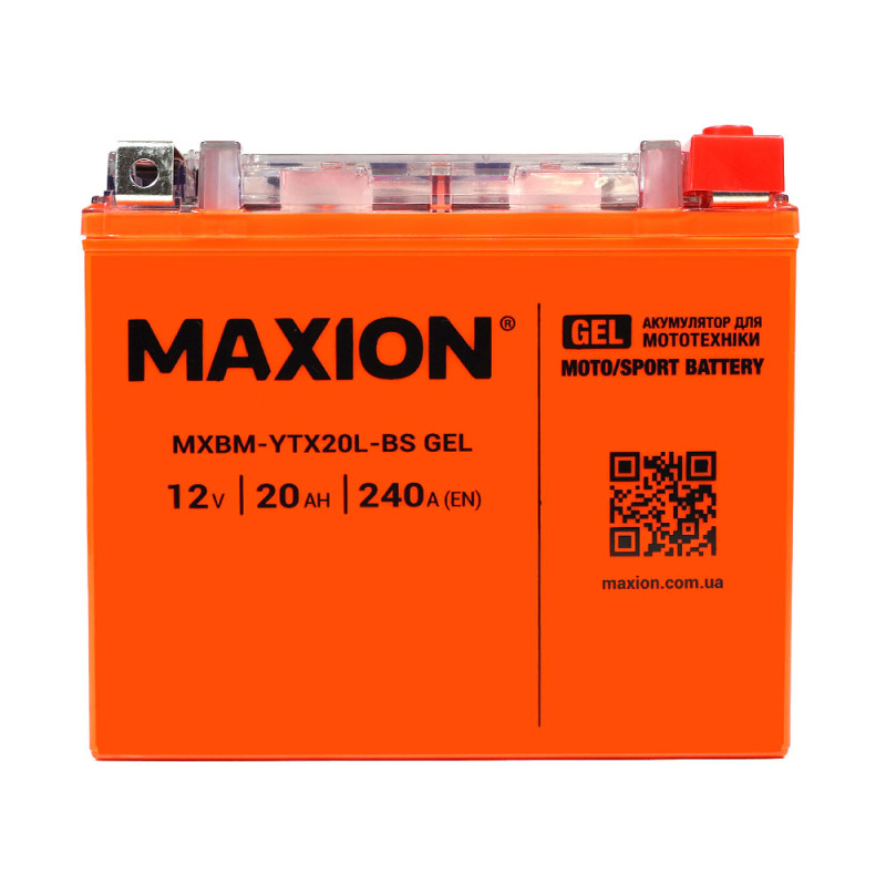 Мото акумулятор MAXION 24MXBM-YTX20L-BS GEL (12V, 20Ah, 240A, -/+)