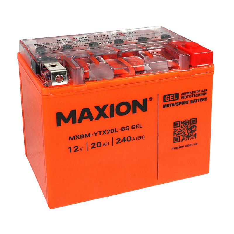 Мото акумулятор MAXION 24MXBM-YTX20L-BS GEL (12V, 20Ah, 240A, -/+)