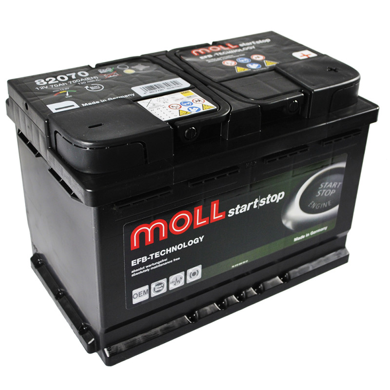 Автомобільний акумулятор MOLL EFB 70Ah 700A R+ (L3)