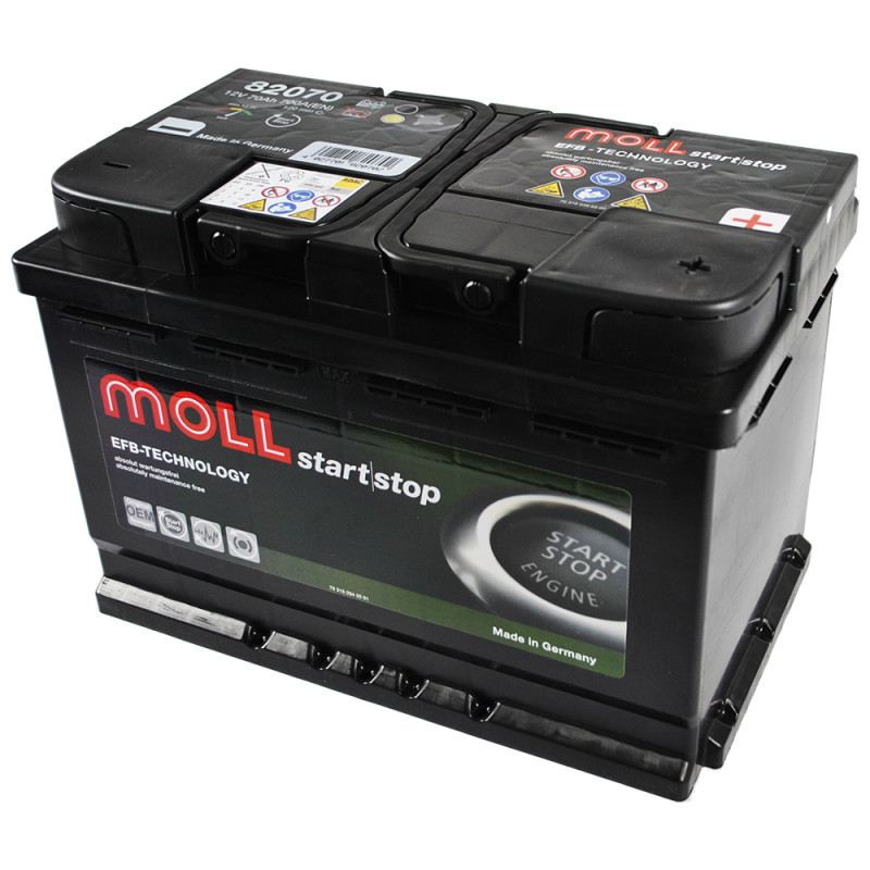 Автомобільний акумулятор MOLL EFB 70Ah 700A R+ (L3)