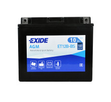 Мото акумулятор AGM ET 12B-BS EXIDE (12V, 10A)