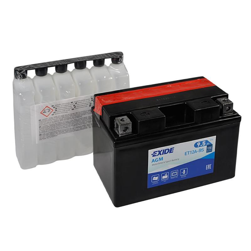 Мото акумулятор AGM ET 12A-BS EXIDE(12V, 9.5A)