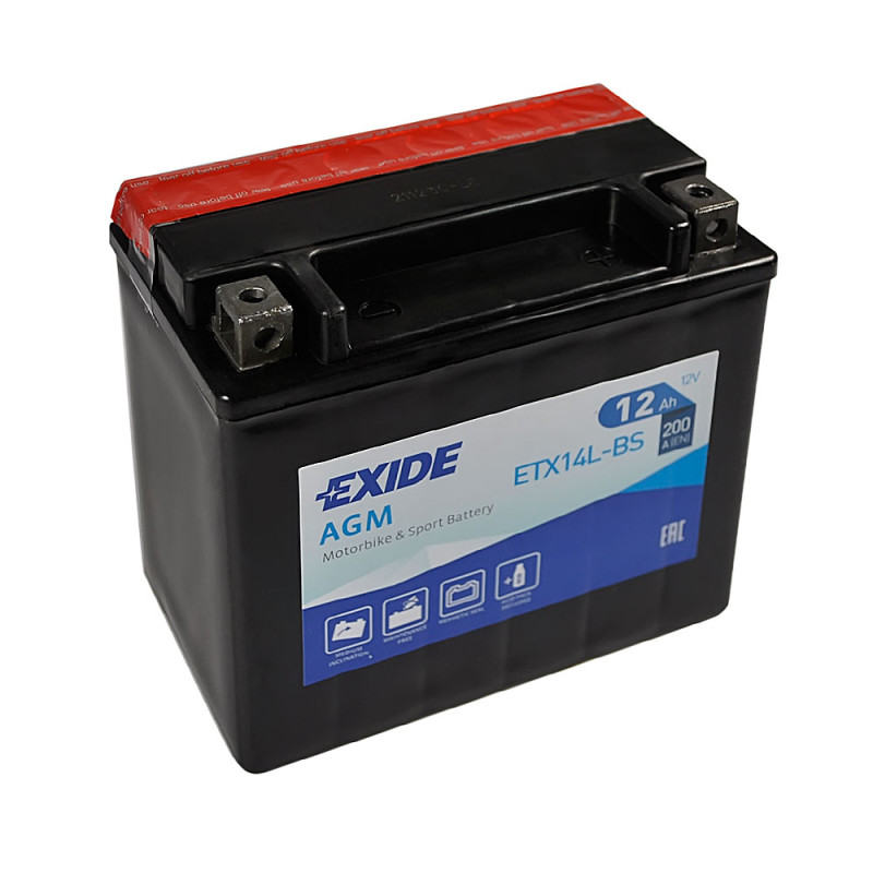 Мото акумулятор AGM ETX 14L-BS EXIDE (12V, 12A)