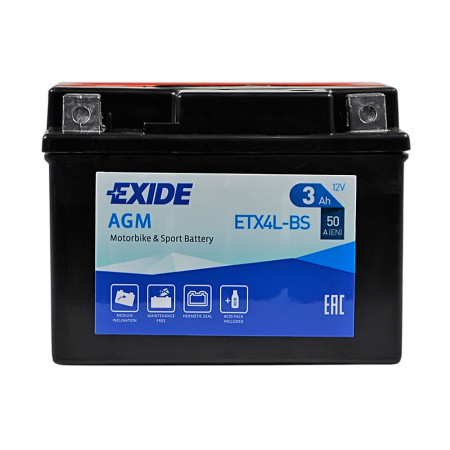 Мото акумулятор AGM ETX 4L-BS EXIDE (12V, 3A)