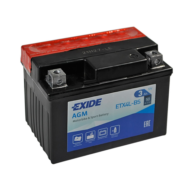 Мото акумулятор AGM ETX 4L-BS EXIDE (12V, 3A)