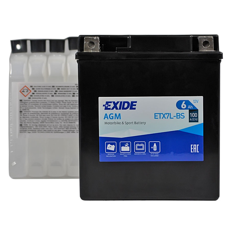 Мото акумулятор AGM ETX 7L-BS EXIDE (12V, 6A)