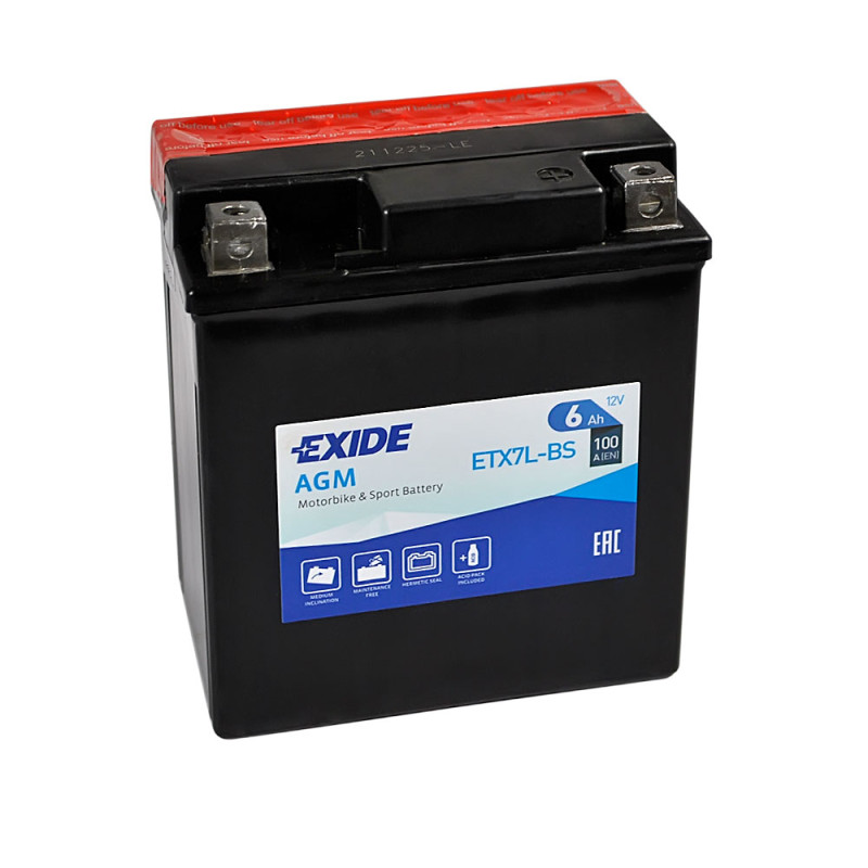 Мото акумулятор AGM ETX 7L-BS EXIDE (12V, 6A)