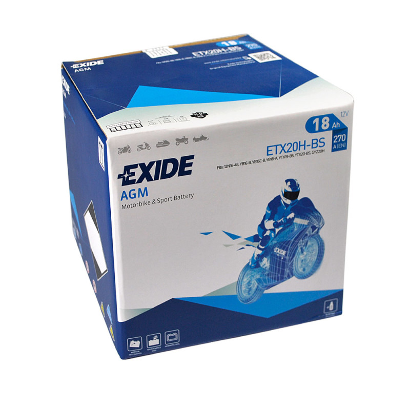Мото акумулятор AGM ETX 20H-BS EXIDE (12V, 18A)