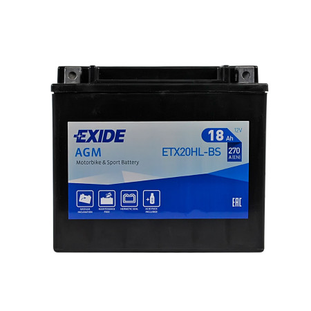Мото акумулятор AGM ETX 20HL-BS EXIDE (12V, 18A)