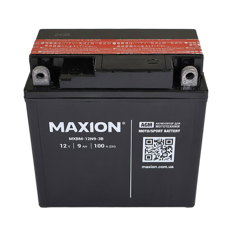 Мото акумулятор MAXION MXBM-12N9-3B (12V, 9Ah, 100A, +/-)