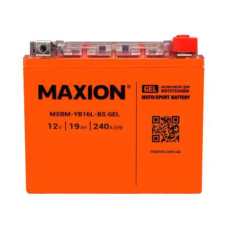 Мото акумулятор MAXION 24MXBM-YB16L-BS GEL (12V, 19Ah, 240A, -/+)