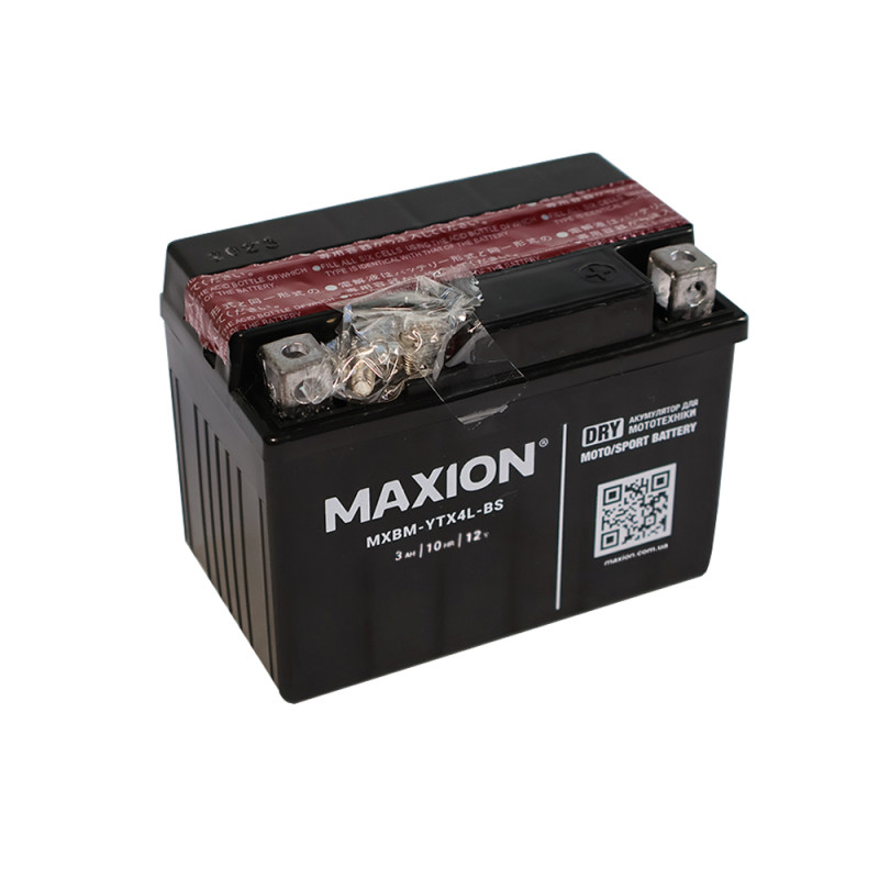 Мото акумулятор MAXION MXBM-YTX4L-BS (12V, 4Ah, 50A, -/+)
