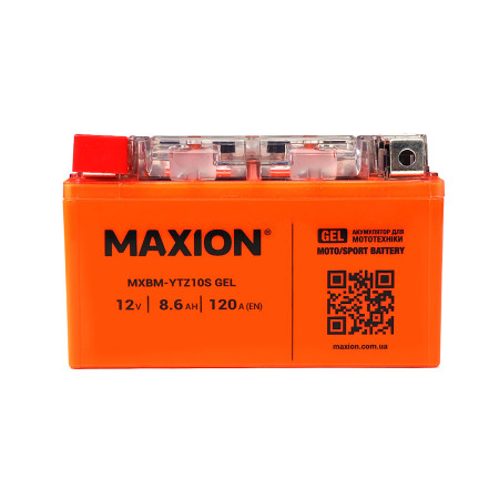 Мото акумулятор MAXION MXBM-YTZ10S GEL (12V, 8,6Ah, 120A, +/-)