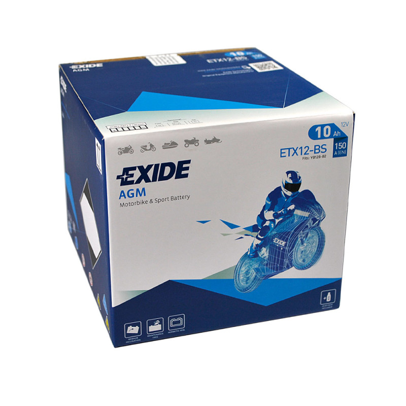 Мото акумулятор AGM ETX 12-BS EXIDE (12V, 10A)