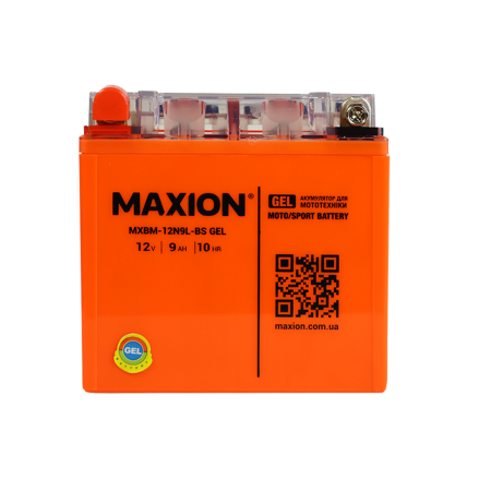 Мото акумулятор MAXION MXBM-12N9L-BS GEL (12V, 9Ah, 85A, +/-)