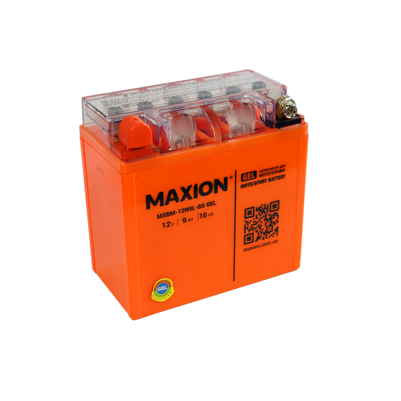 Мото акумулятор MAXION MXBM-12N9L-BS GEL (12V, 9Ah, 85A, +/-)