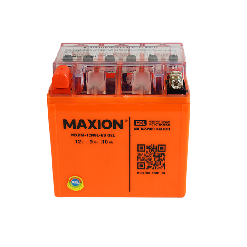 Мото акумулятор MAXION MXBM-12N9L-BS GEL (12V, 9Ah, 85A, +/-)