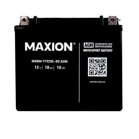 Мото акумулятор MAXION MXBM-YTX20L-BS (12V, 18Ah, 290A, -/+)
