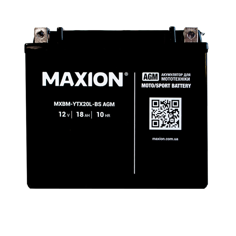 Мото акумулятор MAXION MXBM-YTX20L-BS (12V, 18Ah, 290A, -/+)