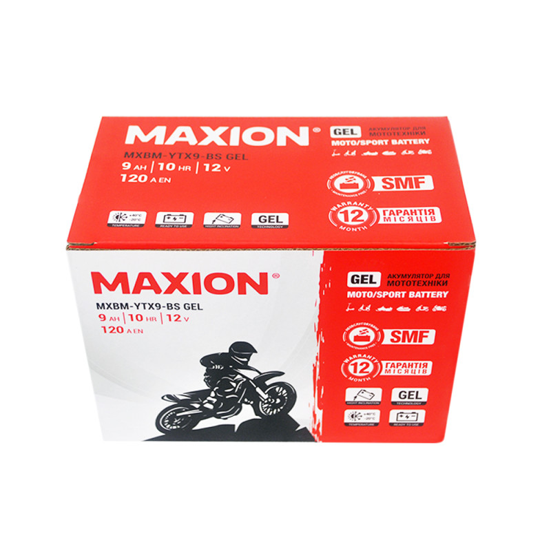 Мото акумулятор MAXION MXBM-YTX9-BS GEL (12V, 9Ah, 120A, +/-)
