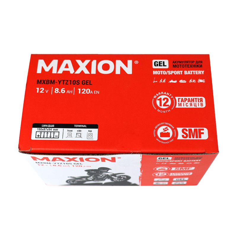 Мото акумулятор MAXION 24MXBM-YTZ10S GEL (12V, 8,6Ah, 120A, +/-)