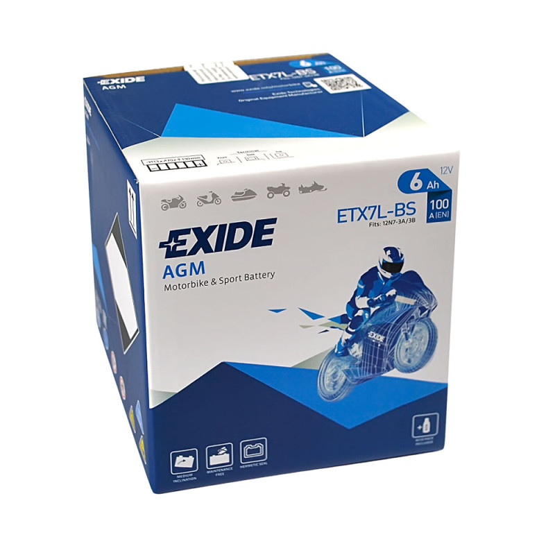Мото акумулятор AGM ETX 7L-BS EXIDE (12V, 6A)
