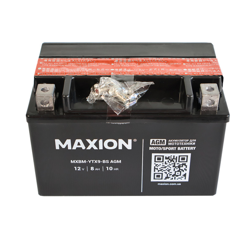 Мото акумулятор MAXION MXBM-YTX9-BS (12V, 9Ah, 120A, +/-)