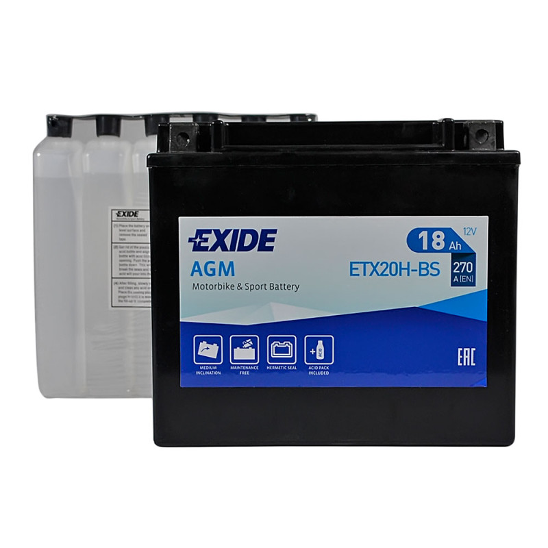 Мото акумулятор AGM ETX 20H-BS EXIDE (12V, 18A)