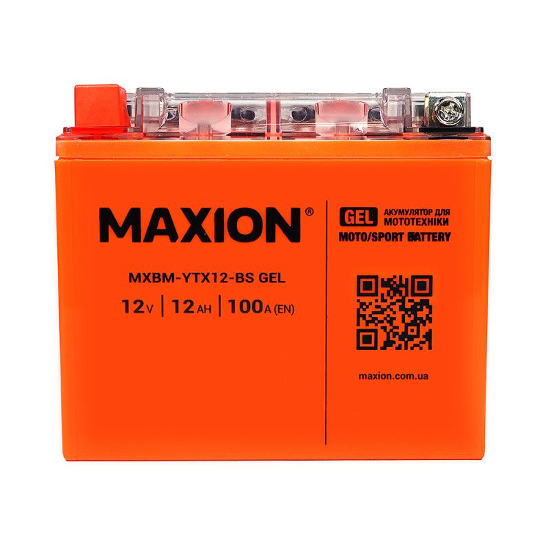 Мото акумулятор MAXION MXBM-YTX12-BS GEL (12V, 10Ah, 100A, +/-)