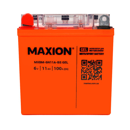 Мото акумулятор MAXION 24MXBM-6N11A-BS GEL (6V, 11Ah, 100A, +/-)