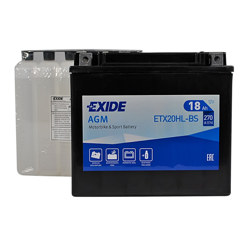 Мото акумулятор AGM ETX 20HL-BS EXIDE (12V, 18A)