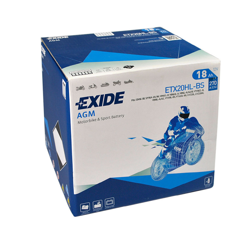 Мото акумулятор AGM ETX 20HL-BS EXIDE (12V, 18A)