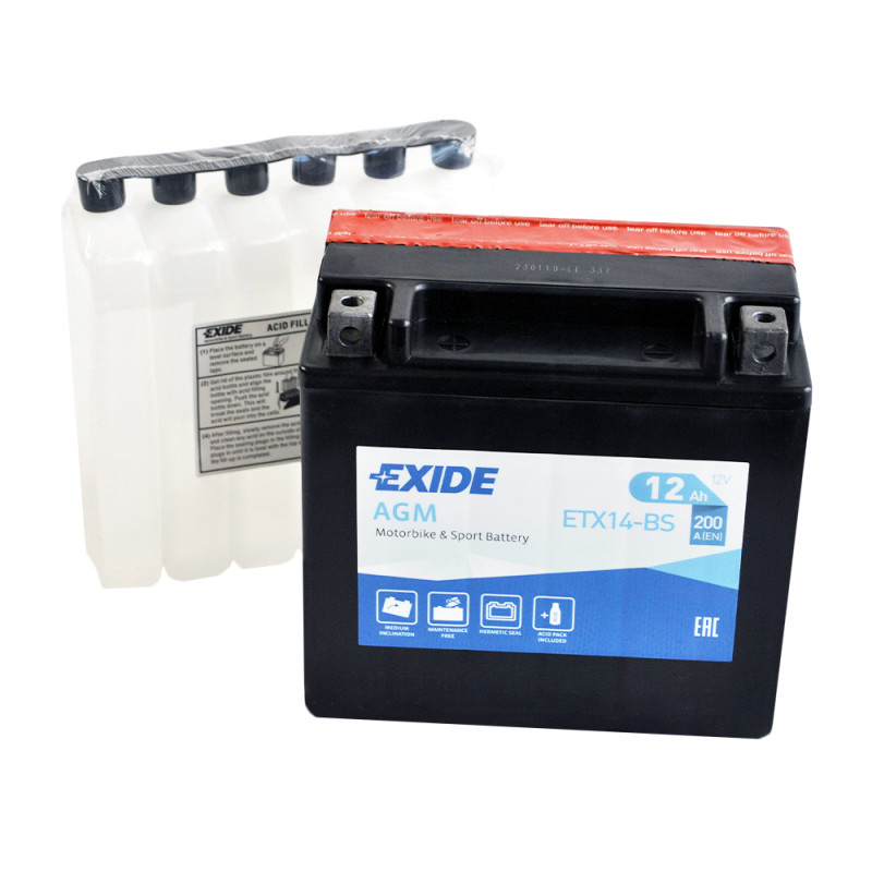 Мото акумулятор AGM ETX 14-BS EXIDE (12V, 12A)