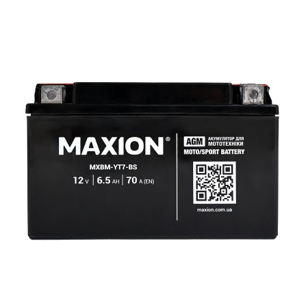 Мото акумулятор MAXION MXBM-YT7-BS (12V, 6,5Ah, 70A, +/-)