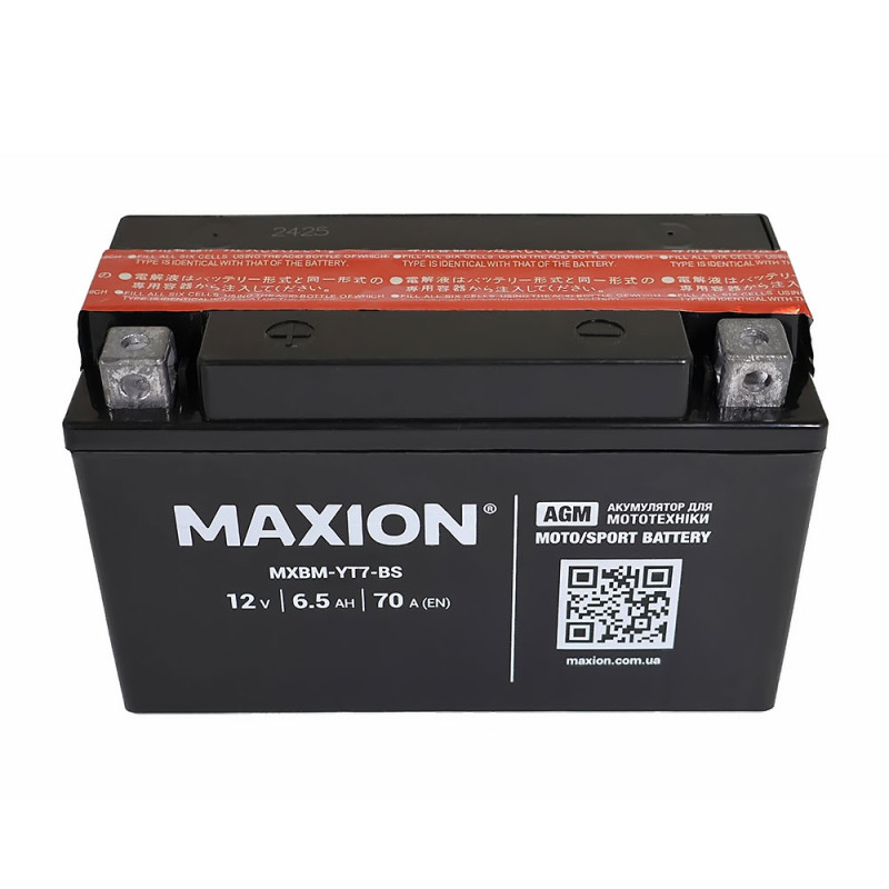 Мото акумулятор MAXION MXBM-YT7-BS (12V, 6,5Ah, 70A, +/-)