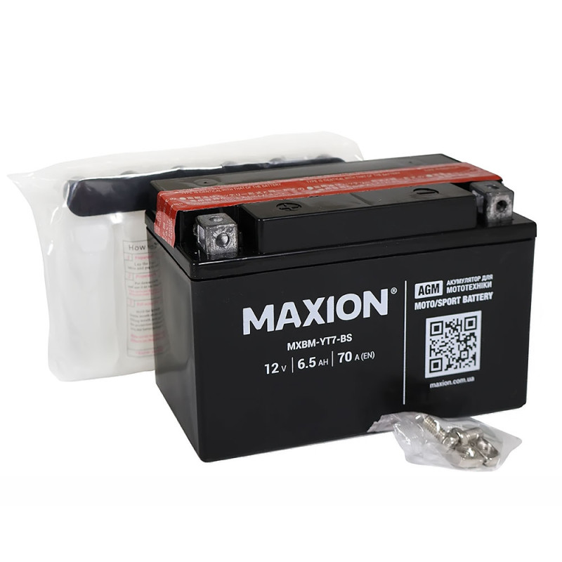 Мото акумулятор MAXION MXBM-YT7-BS (12V, 6,5Ah, 70A, +/-)