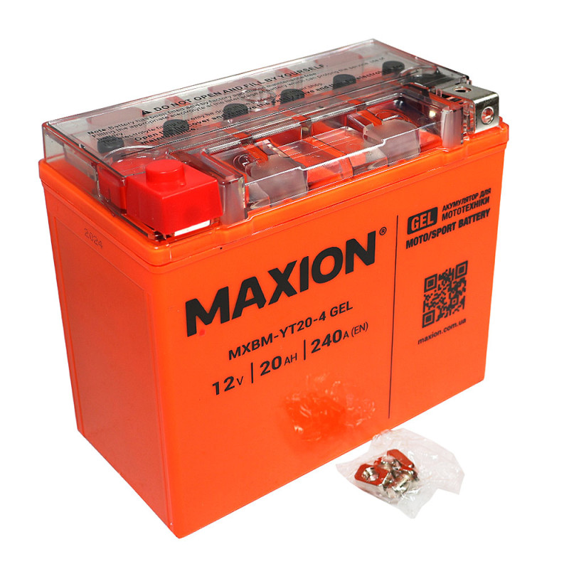 Мото акумулятор MAXION MXBM-YT20-4 GEL (12V, 20Ah, 200A, +/-)