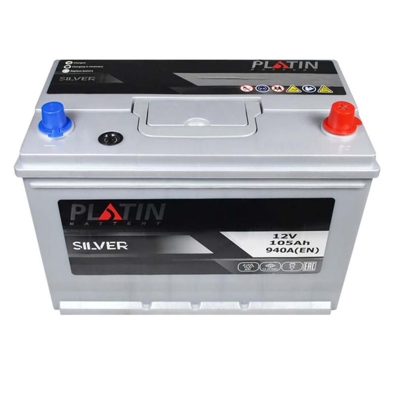 Автомобільний акумулятор PLATIN Silver Asia SMF 105Ah 940A R+ (N70) н.к.