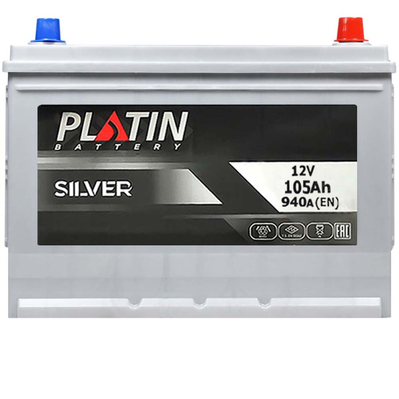 Автомобільний акумулятор PLATIN Silver Asia SMF 105Ah 940A R+ (N70) н.к.