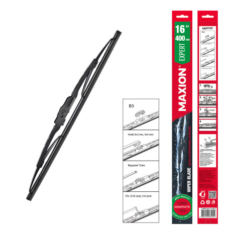 Щітка склоочисника каркасна MAXION Expert 16”/ 400мм з адаптером