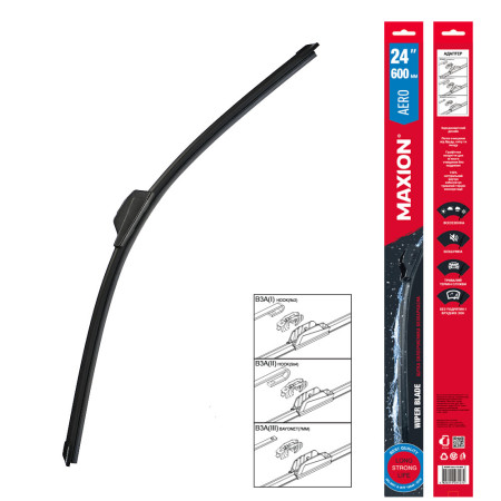 Щітка склоочисника безкаркасна MAXION Aero 24”/ 600мм з B3A адаптером