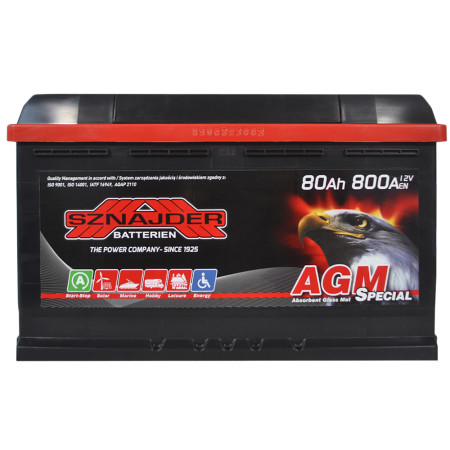 Автомобільний акумулятор SZNAJDER AGM 80Ah 800A R+ (L4) (580 02)