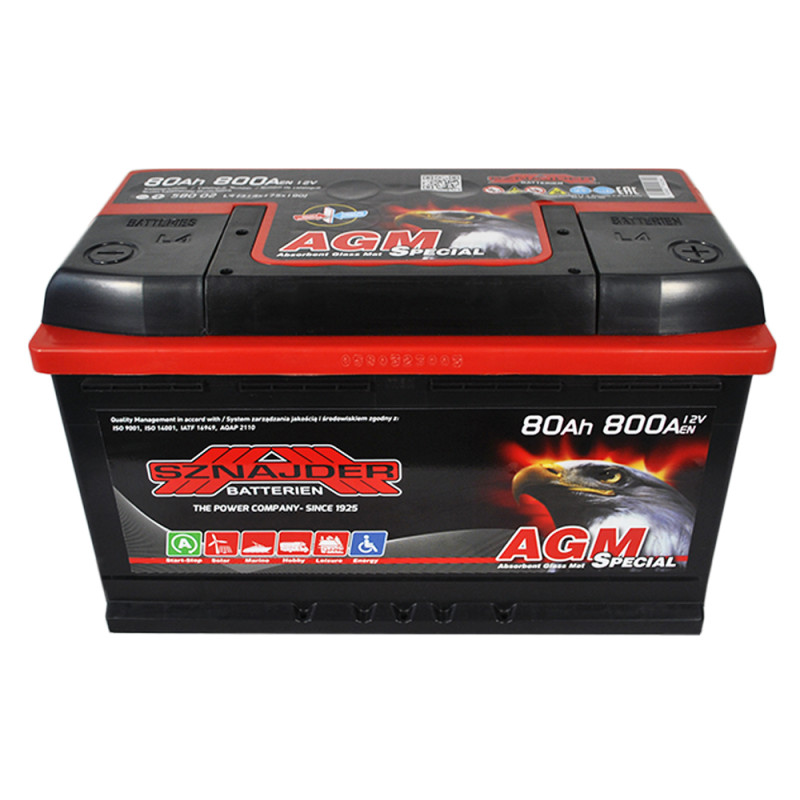 Автомобільний акумулятор SZNAJDER AGM 80Ah 800A R+ (L4) (580 02)