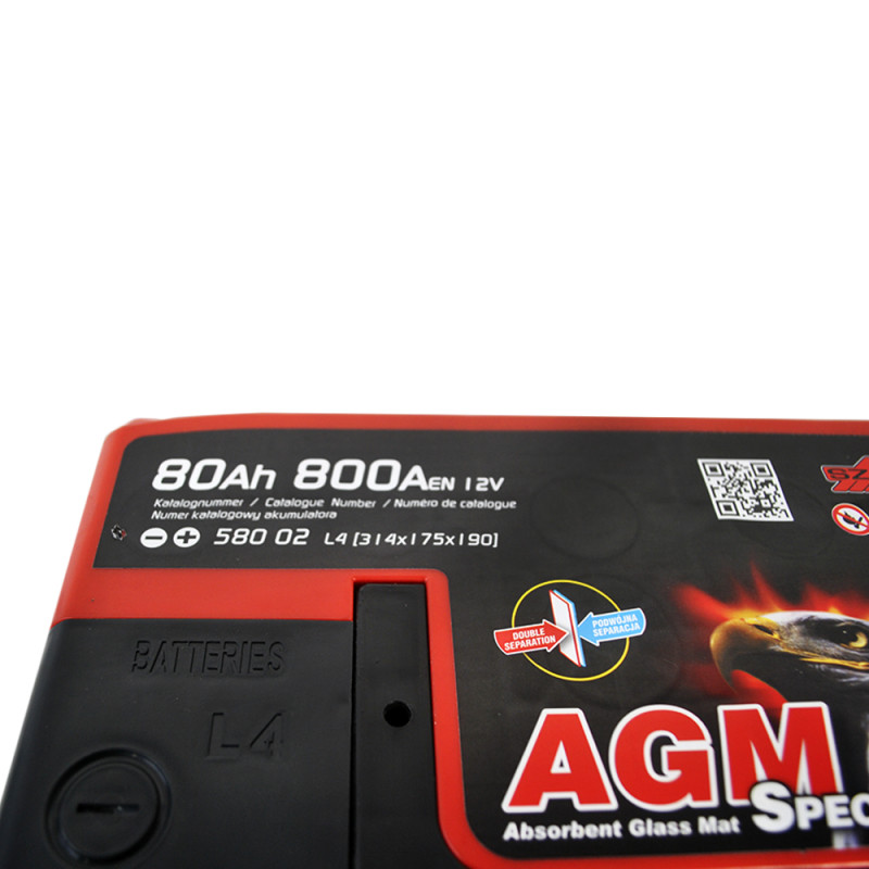 Автомобільний акумулятор SZNAJDER AGM 80Ah 800A R+ (L4) (580 02)